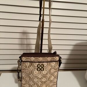 COACH Crossbody Bag Audrey Op Art Brown Swirl Canvas Fabric.